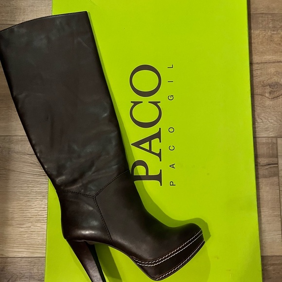PACO PACO GIL Espresso Knee High Heeled Boots Size: 7 M -B - Picture 7 of 8